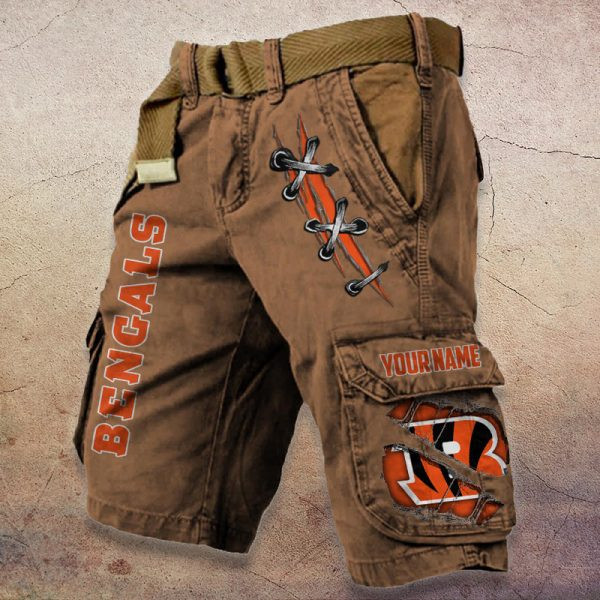 Cincinnati Bengals Pocket Print Cargo Shorts (Belt Not Included) PB7SUOP