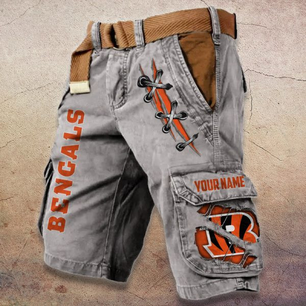 Cincinnati Bengals Pocket Print Cargo Shorts (Belt Not Included) PB7SUOP