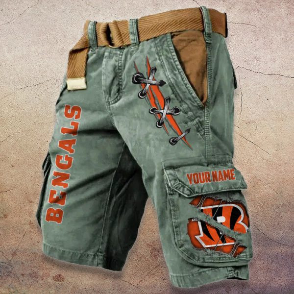 Cincinnati Bengals Pocket Print Cargo Shorts (Belt Not Included) PB7SUOP