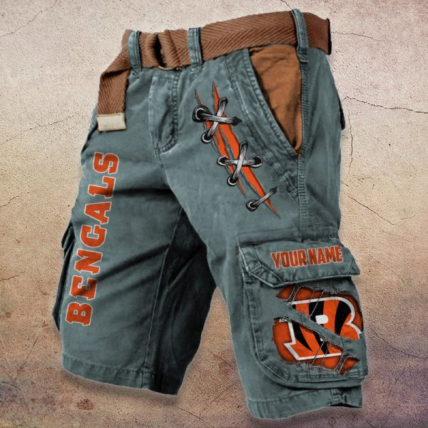 Cincinnati Bengals Pocket Print Cargo Shorts (Belt Not Included) PB7SUOP
