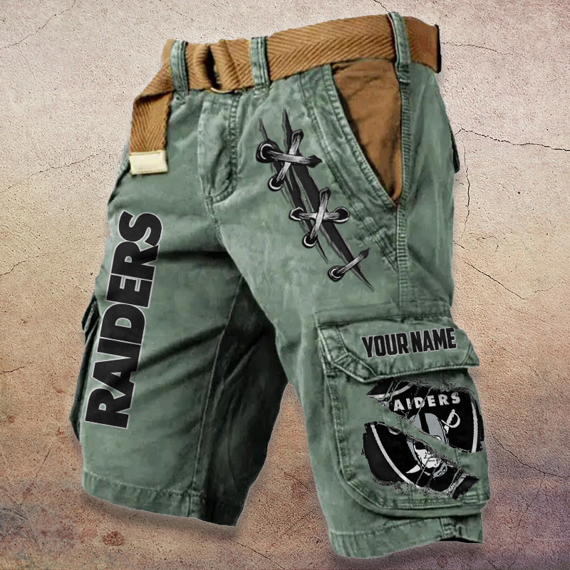 Las Vegas Raiders Pocket Print Cargo Shorts (Belt Not Included) PBVUUM1