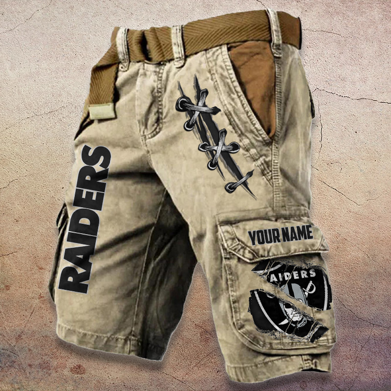 Las Vegas Raiders Pocket Print Cargo Shorts (Belt Not Included) PBVUUM1