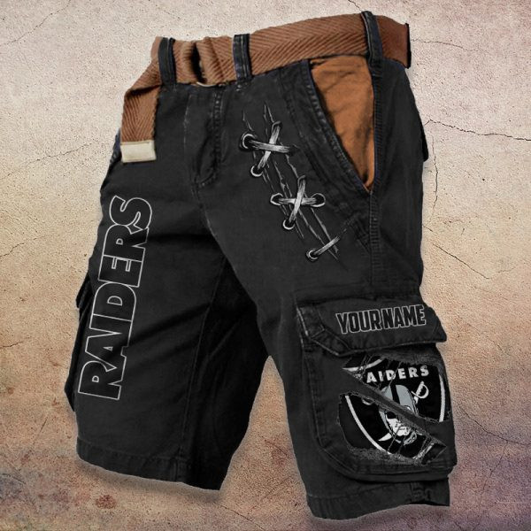 Las Vegas Raiders Pocket Print Cargo Shorts (Belt Not Included) PBVUUM1