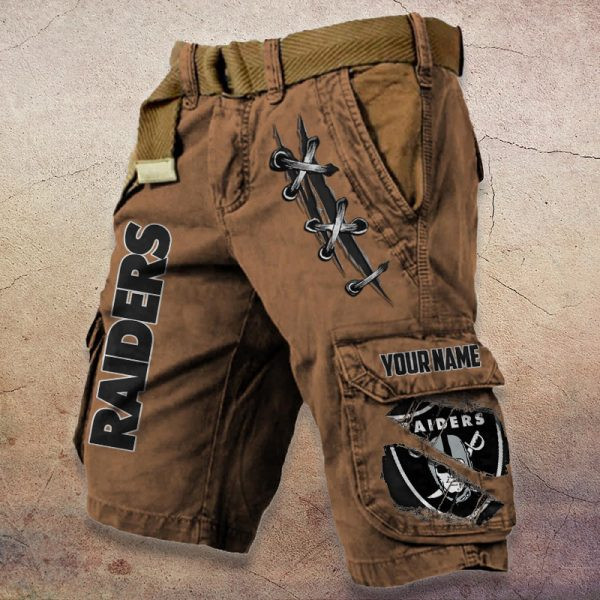 Las Vegas Raiders Pocket Print Cargo Shorts (Belt Not Included) PBVUUM1