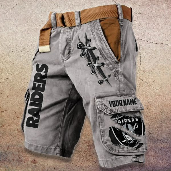 Las Vegas Raiders Pocket Print Cargo Shorts (Belt Not Included) PBVUUM1