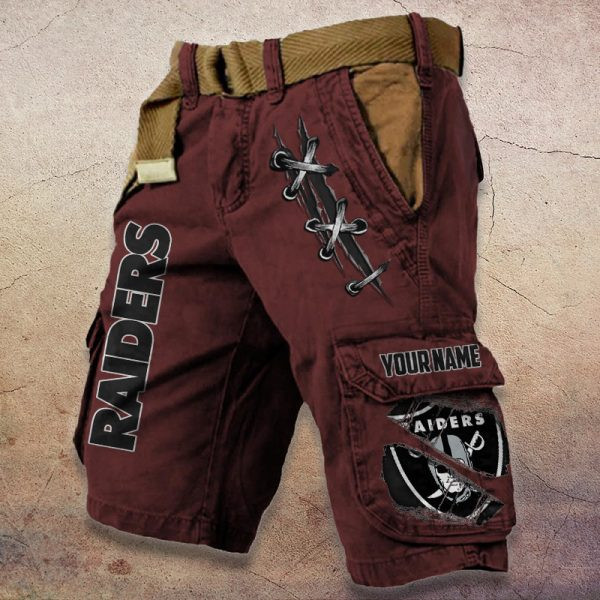 Las Vegas Raiders Pocket Print Cargo Shorts (Belt Not Included) PBVUUM1