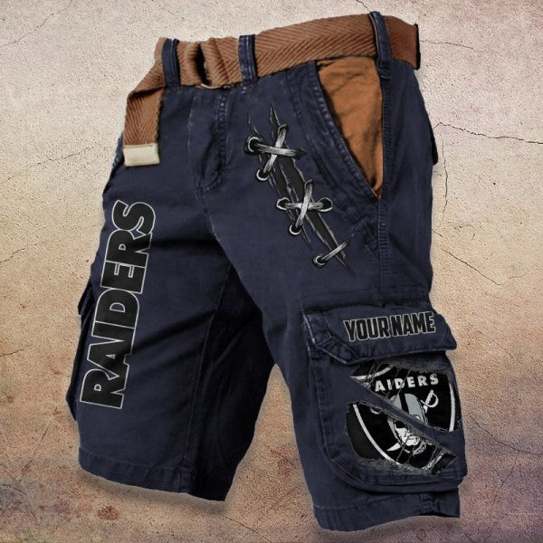 Las Vegas Raiders Pocket Print Cargo Shorts (Belt Not Included) PBVUUM1