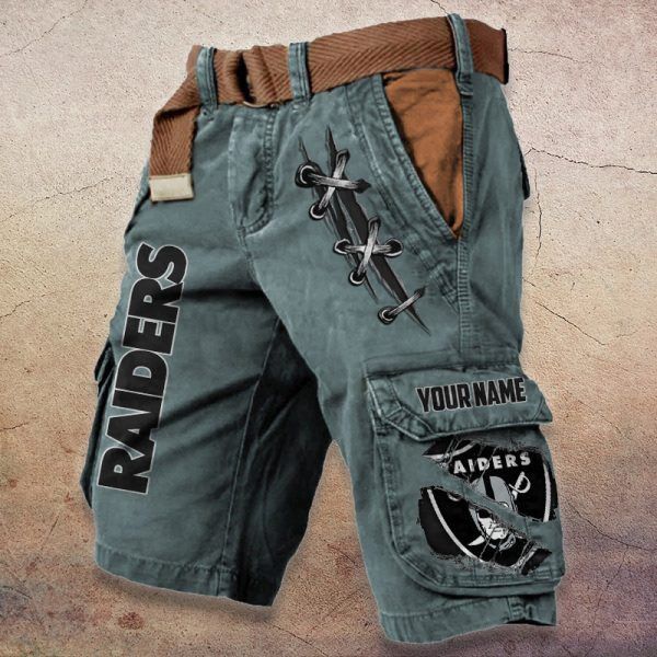 Las Vegas Raiders Pocket Print Cargo Shorts (Belt Not Included) PBVUUM1