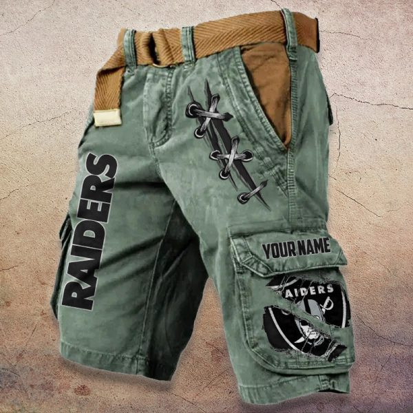 Las Vegas Raiders Pocket Print Cargo Shorts (Belt Not Included) PBVUUM1