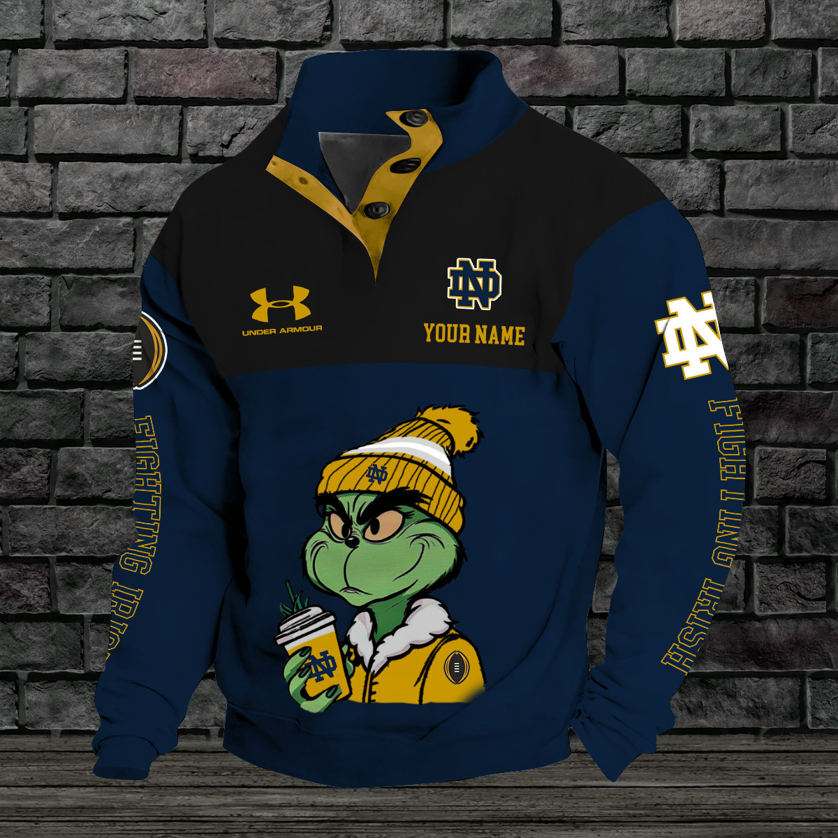 Notre Dame Double Breasted Stand Collar Hoodies PBZX6KL