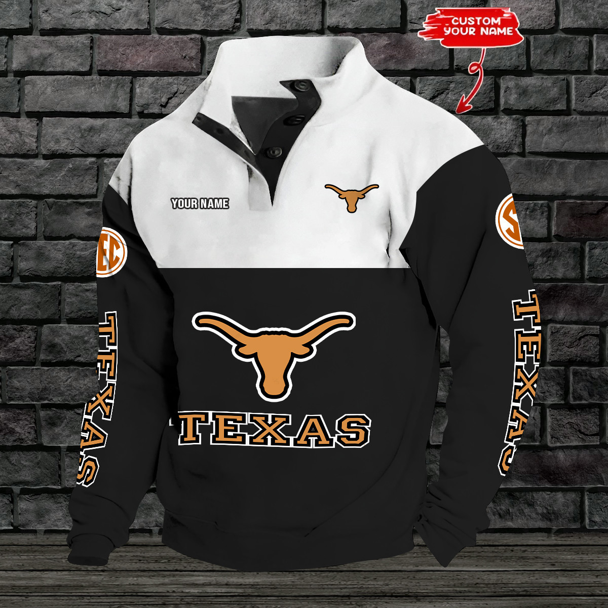 Texas Longhorns football Double Breasted Stand Collar Hoodies PB27IBM