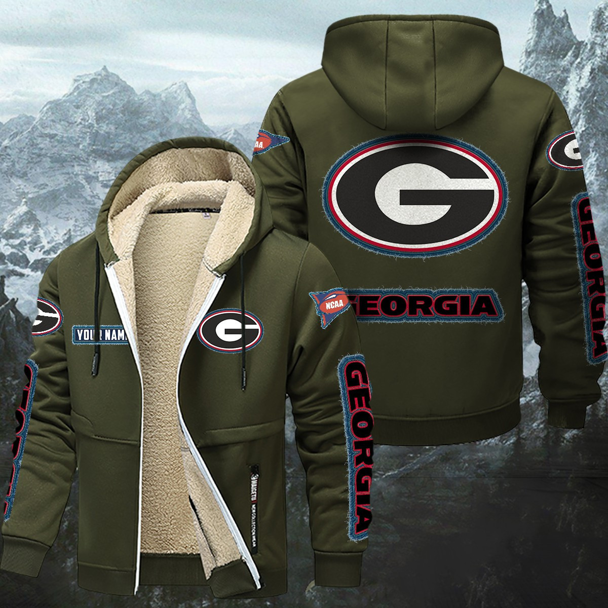 Georgia Bulldogs Sherpa-Lined Zip Hoodie PBC9WDE
