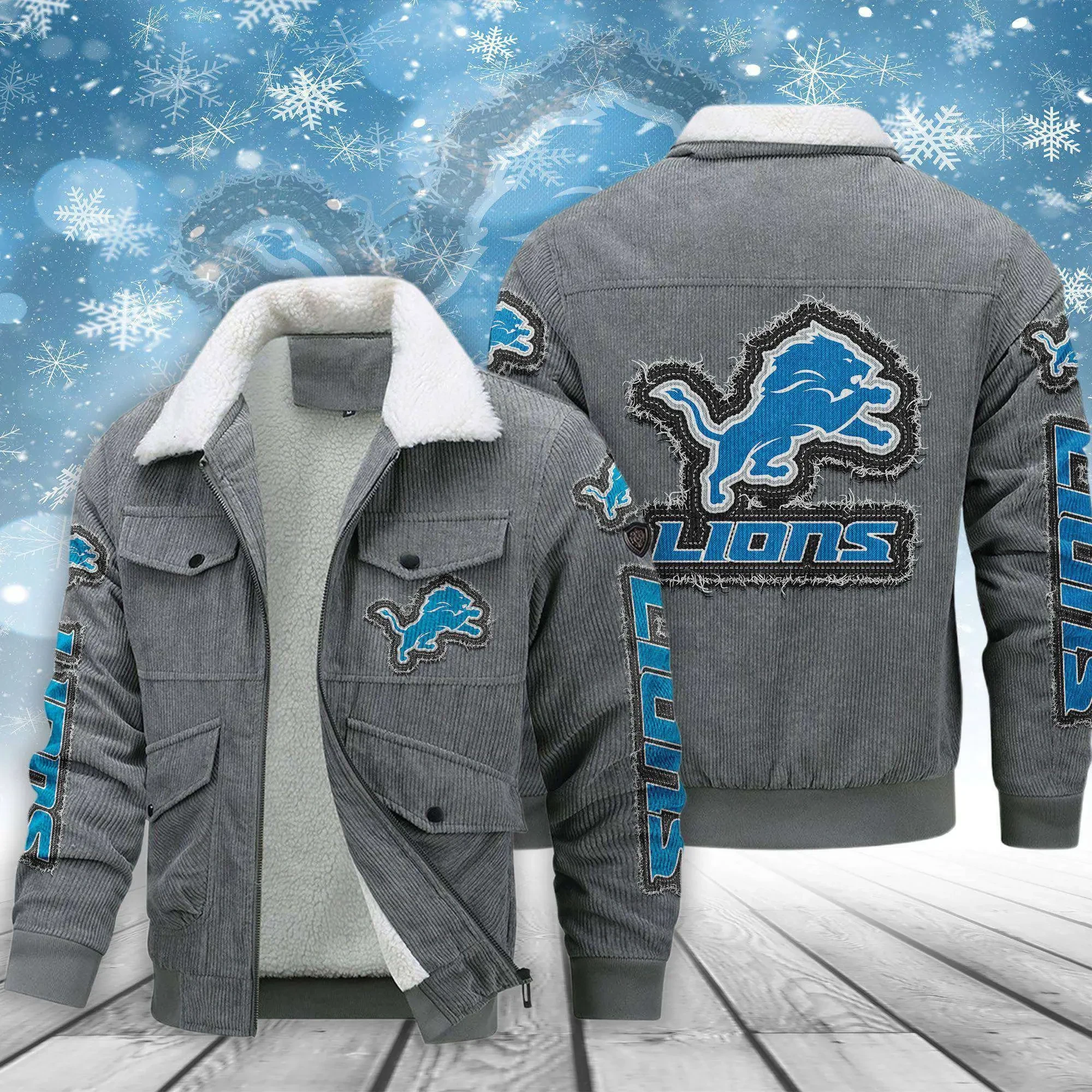 Detroit Lions Men's Thickened Corduroy Jacket ( SIZE M - 8 XL ) PBDTG3R