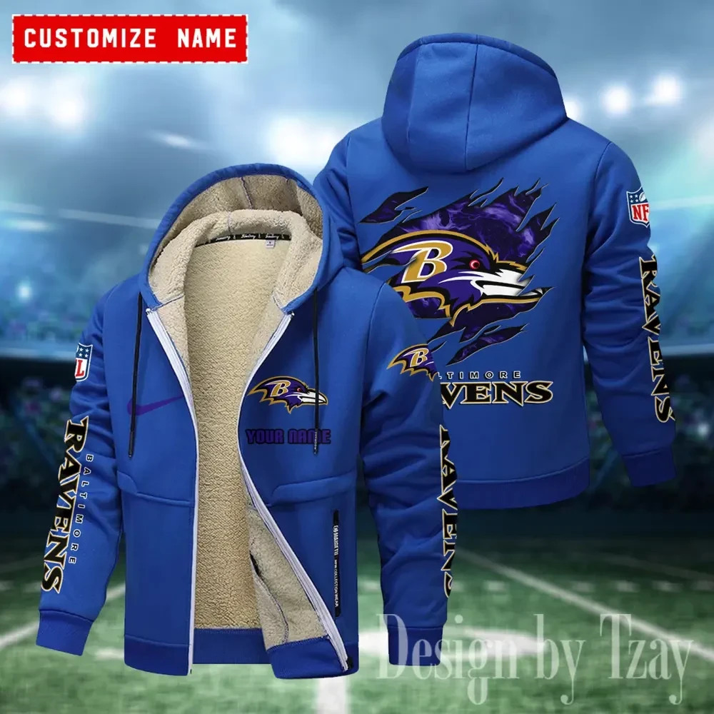 Baltimore Ravens Hoodies Zip Velvet Coat PBR9HR1