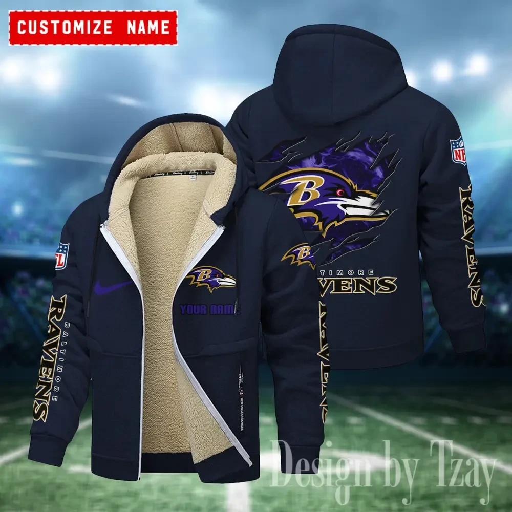 Baltimore Ravens Hoodies Zip Velvet Coat PBR9HR1