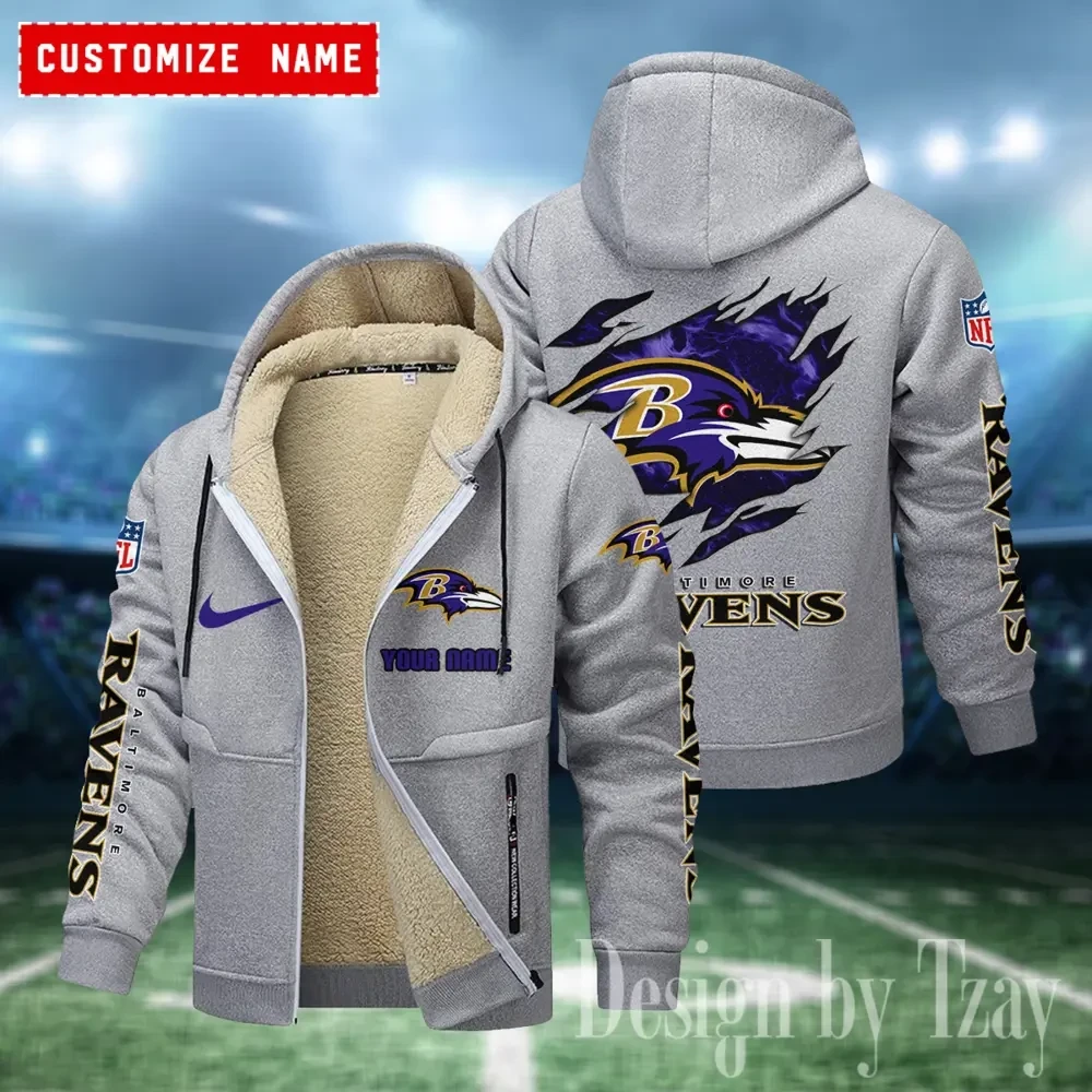 Baltimore Ravens Hoodies Zip Velvet Coat PBR9HR1