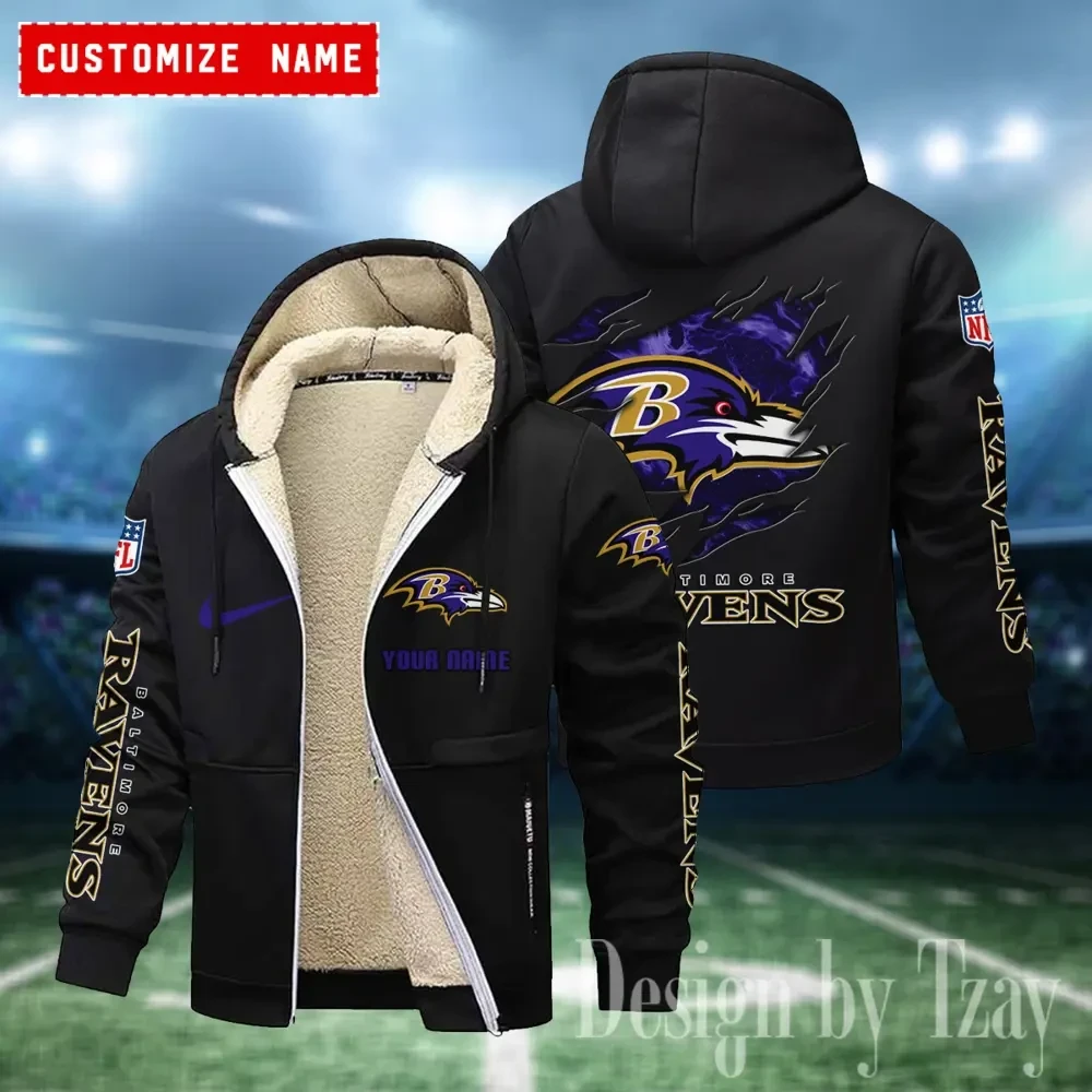 Baltimore Ravens Hoodies Zip Velvet Coat PBR9HR1