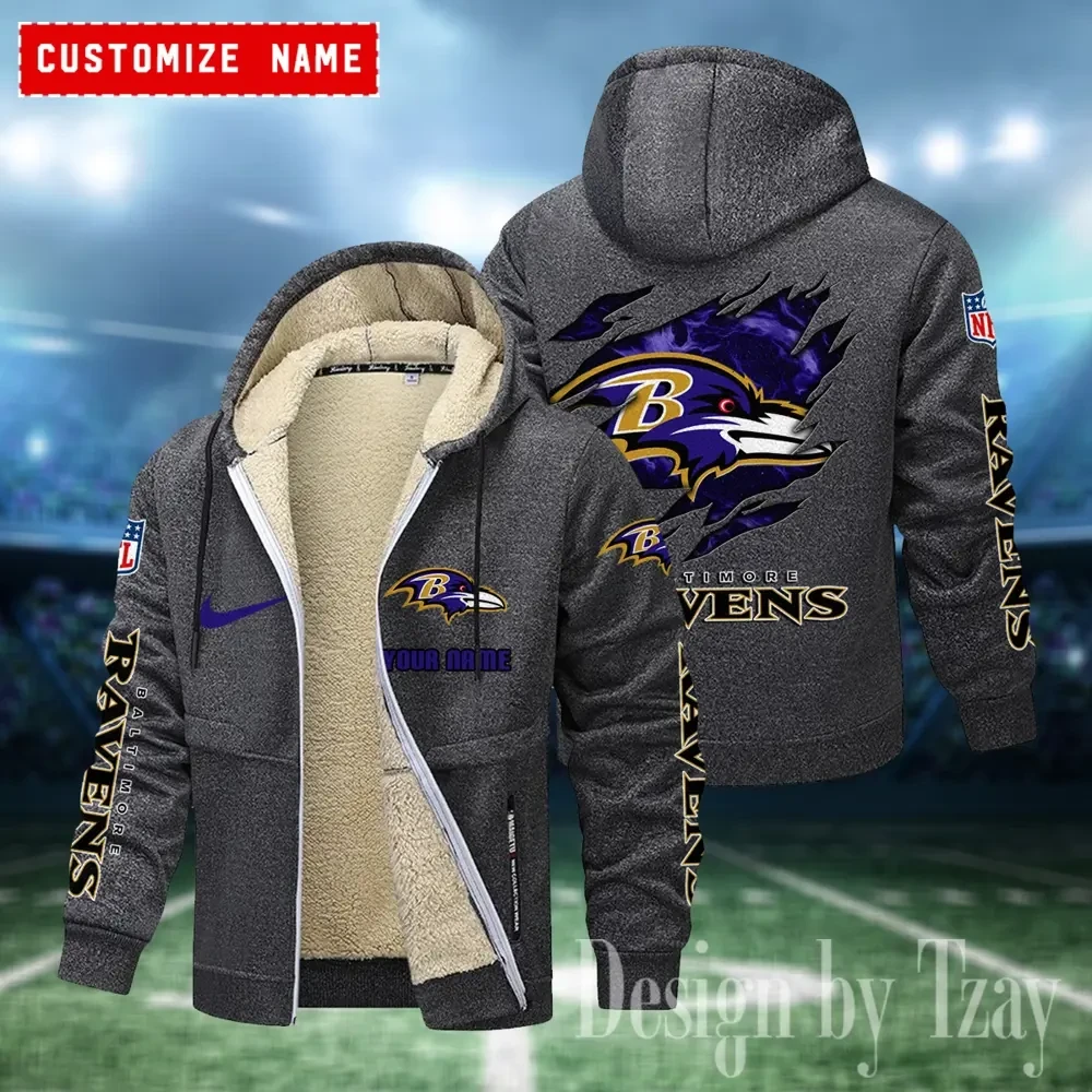 Baltimore Ravens Hoodies Zip Velvet Coat PBR9HR1
