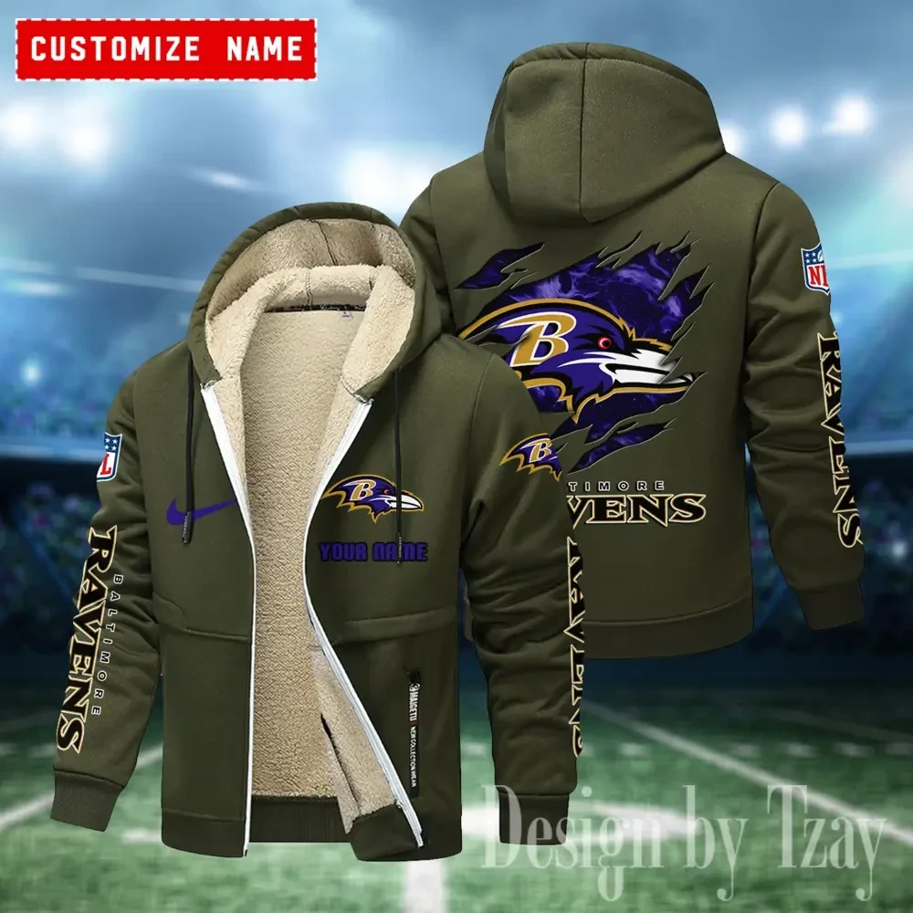 Baltimore Ravens Hoodies Zip Velvet Coat PBR9HR1