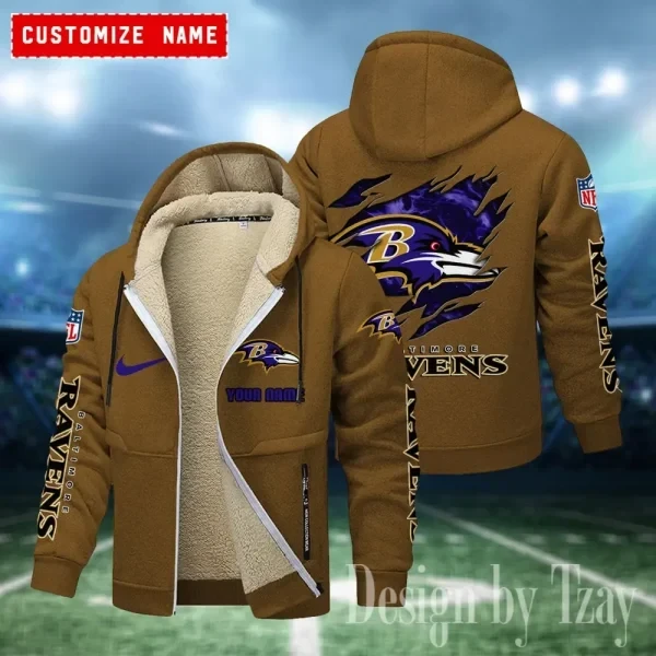 Baltimore Ravens Hoodies Zip Velvet Coat PBR9HR1