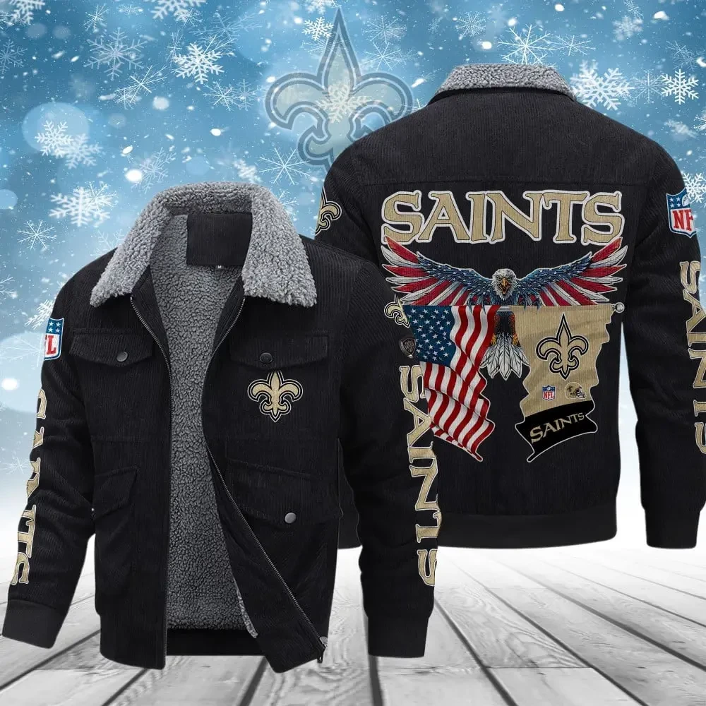 New Orleans Saints VITCJ094 Men’s Thickened Corduroy Jacket ( SIZE M - 8 XL )