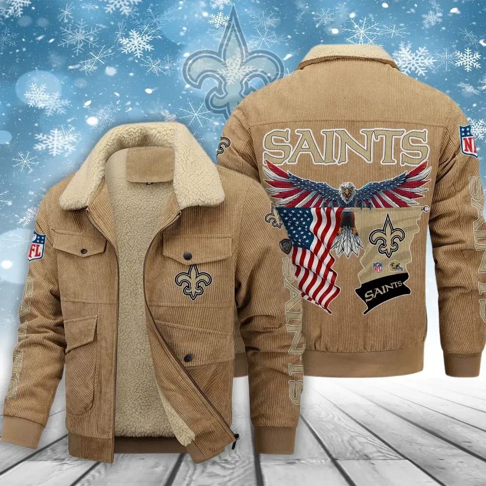 New Orleans Saints Men’s Thickened Corduroy Jacket ( SIZE M - 8 XL ) PB79SPF