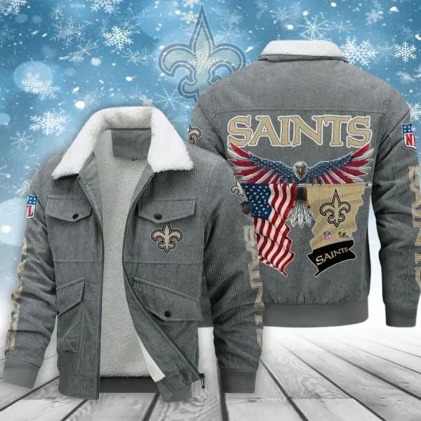 New Orleans Saints Men’s Thickened Corduroy Jacket ( SIZE M - 8 XL ) PB79SPF