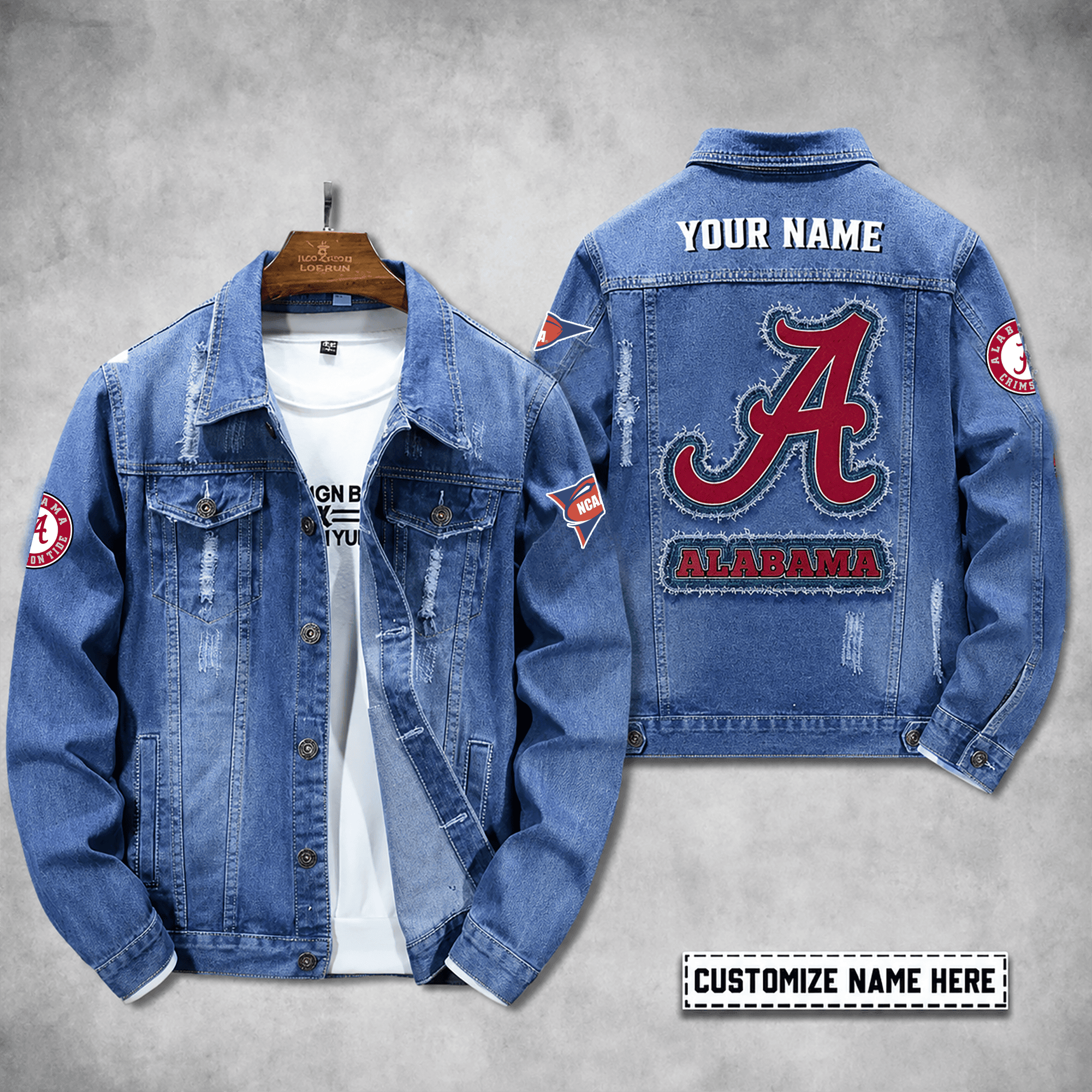 Alabama Crimson Tide Personalized New Denim Jacket S9DJ322