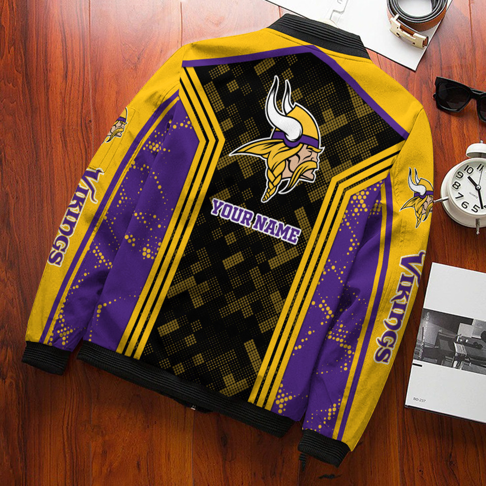 Minnesota Vikings Personalized Bomber Jacket PBUR7BB