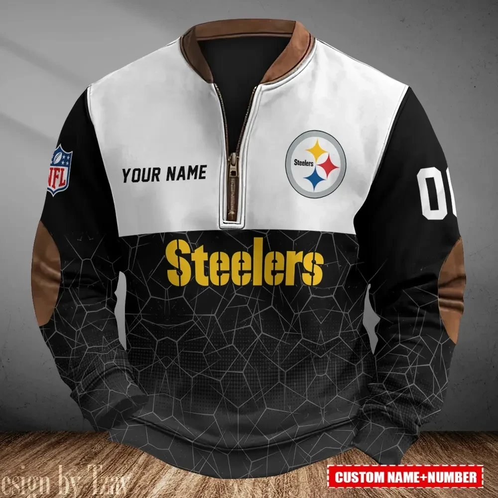 Pittsburgh Steelers Men's Vintage Zipper Stand Collar Sweatshirt S9MPZNS296