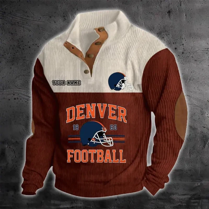 Denver Broncos Color Block Stand Collar Sweatshirt PBG1KBN
