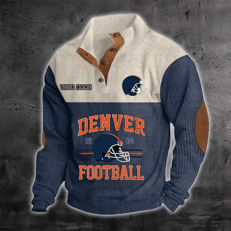 Denver Broncos Color Block Stand Collar Sweatshirt PBG1KBN