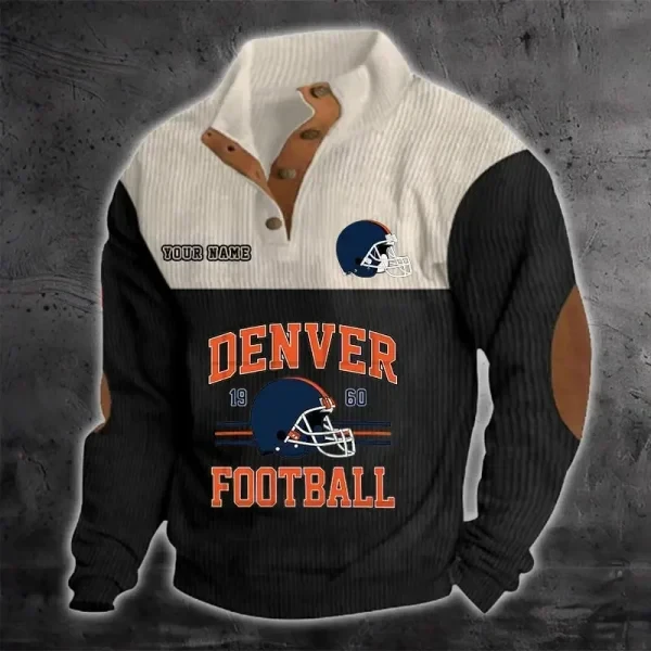 Denver Broncos Color Block Stand Collar Sweatshirt PBG1KBN