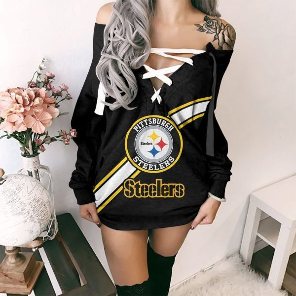 Pittsburgh Steelers Lace-Up Sweatshirt PBH7FB2