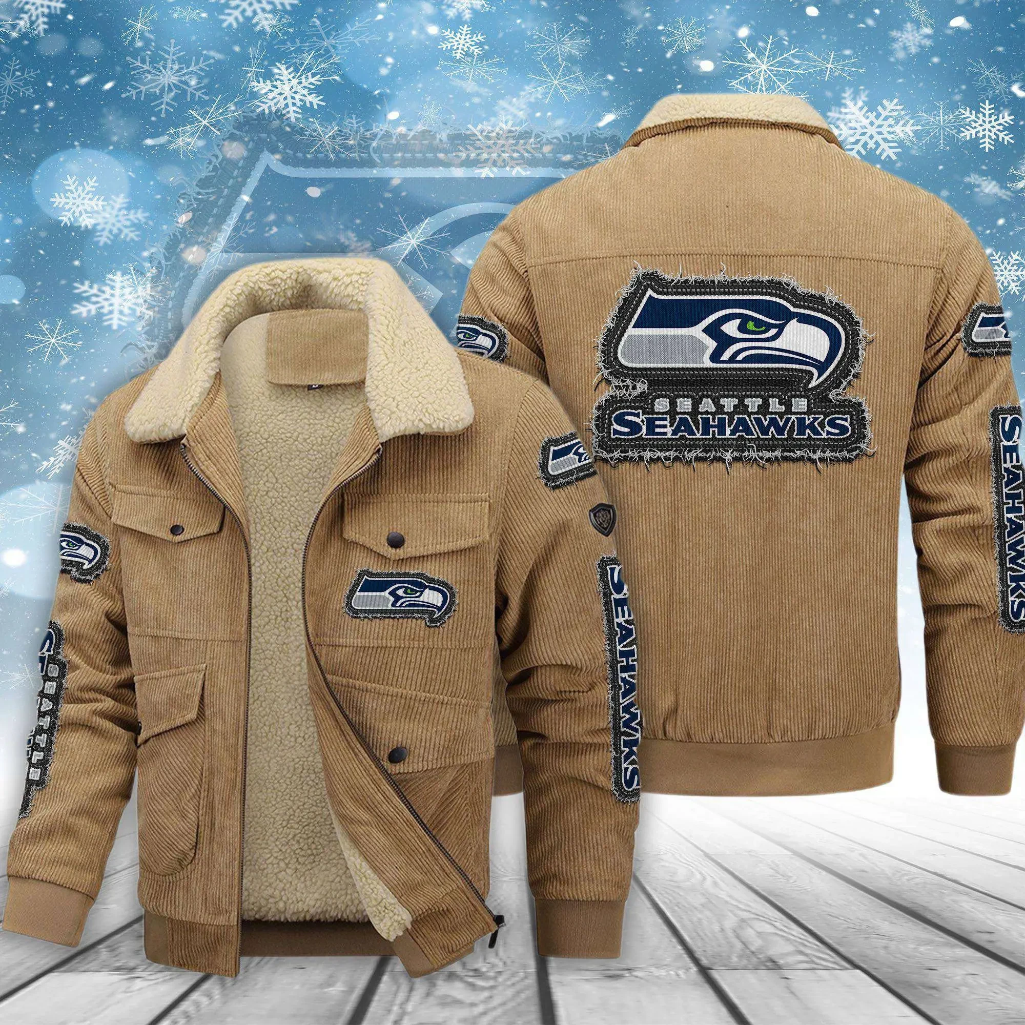 Seattle Seahawks Men's Thickened Corduroy Jacket ANZVITCJ029