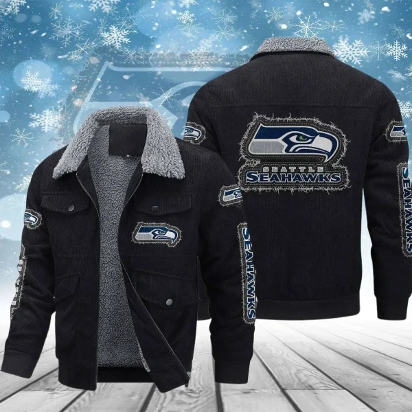 Seattle Seahawks Men's Thickened Corduroy Jacket PBUZ5XM