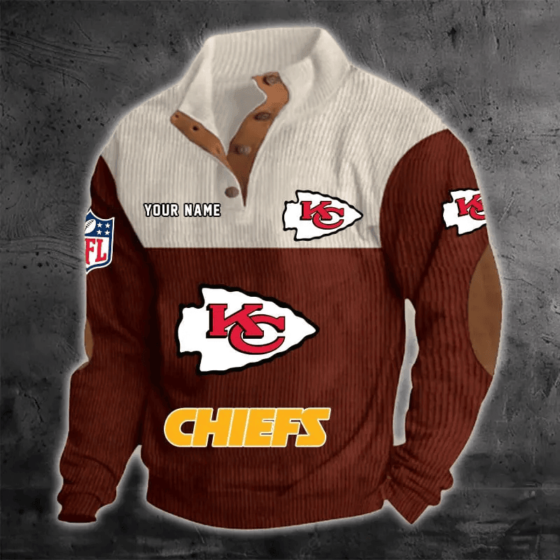 Kansas City Chiefs S9DBSCH1216 Color Block Stand Collar Sweatshirt