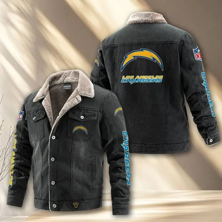 Los Angeles Chargers Fleece Lined Denim Jacket PB11R6Q