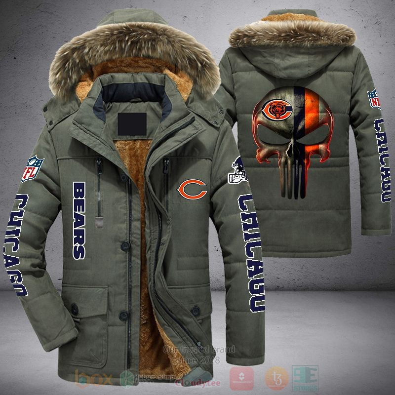 NFL Chicago Bears Skull Punisher Parka Jacket - LIMITED EDITION