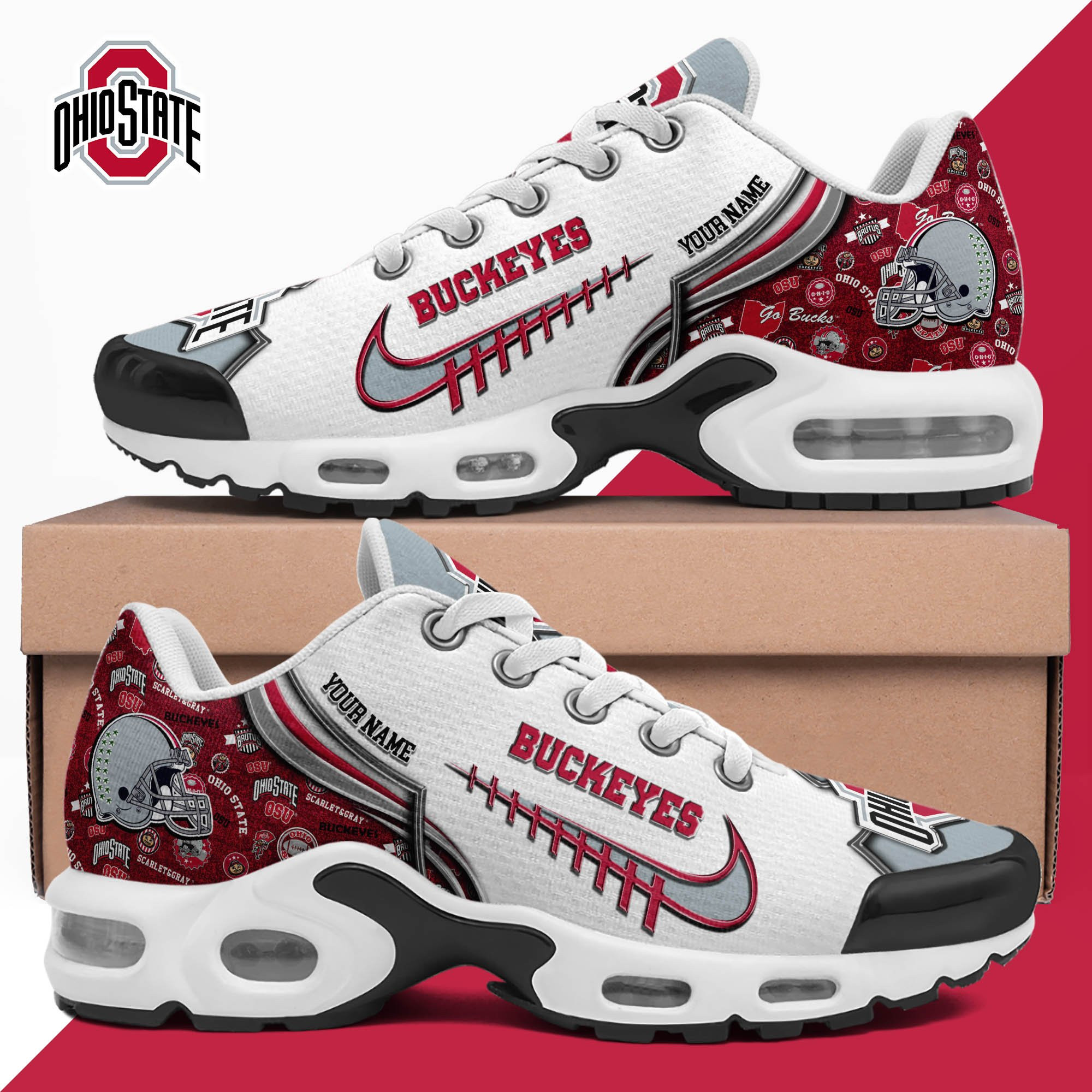 Ohio State Buckeyes Personalized Plus T-N Youth Sneakers TD324D