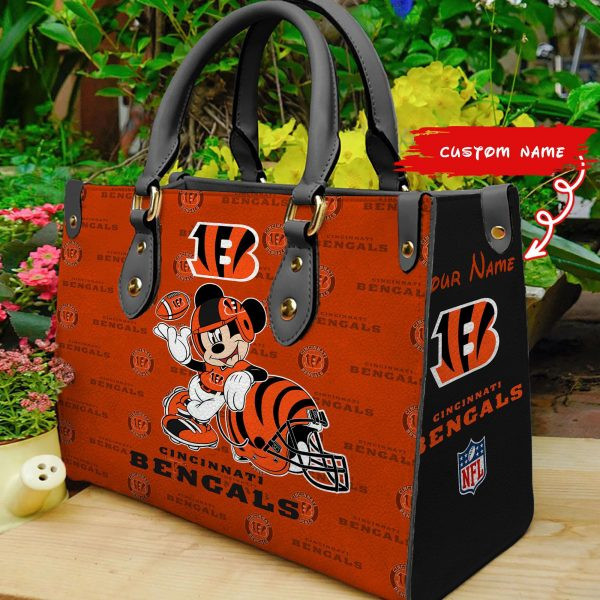 Cincinnati Bengals Personalized Leather Hand Bag PB5B0YT