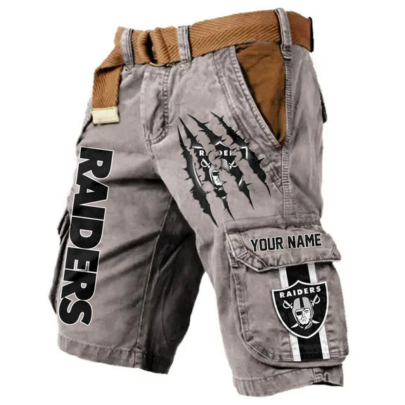 Las Vegas Raiders Pocket Print Cargo Shorts (Belt Not Included) S9MCS223