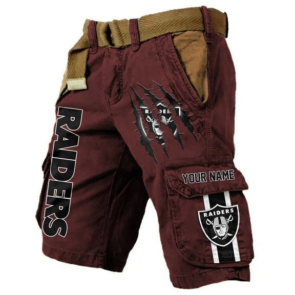 Las Vegas Raiders Pocket Print Cargo Shorts (Belt Not Included) PBJQF7K