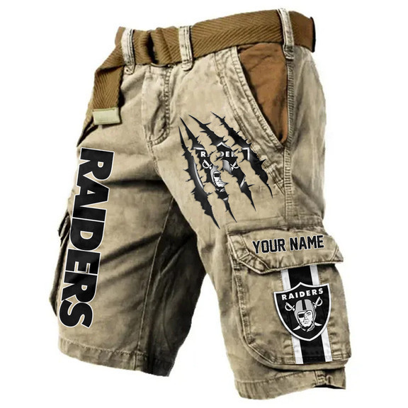Las Vegas Raiders Pocket Print Cargo Shorts (Belt Not Included) PBJQF7K