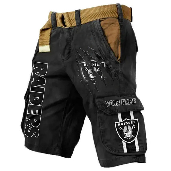 Las Vegas Raiders Pocket Print Cargo Shorts (Belt Not Included) PBJQF7K