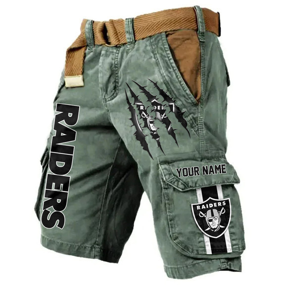 Las Vegas Raiders Pocket Print Cargo Shorts (Belt Not Included) PBJQF7K