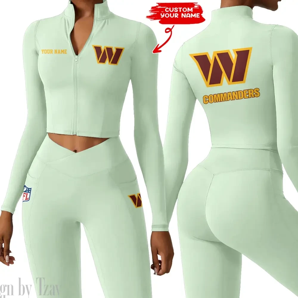 Washington Commanders Zipper Sports Top Women Gym Long Sleeve for Fitness SPTZSTW096