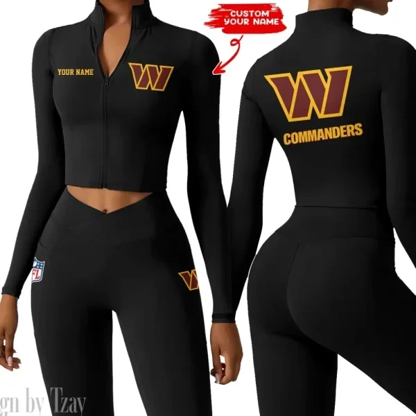 Washington Commanders Zipper Sports Top Women Gym Long Sleeve for Fitness PBVB7B5