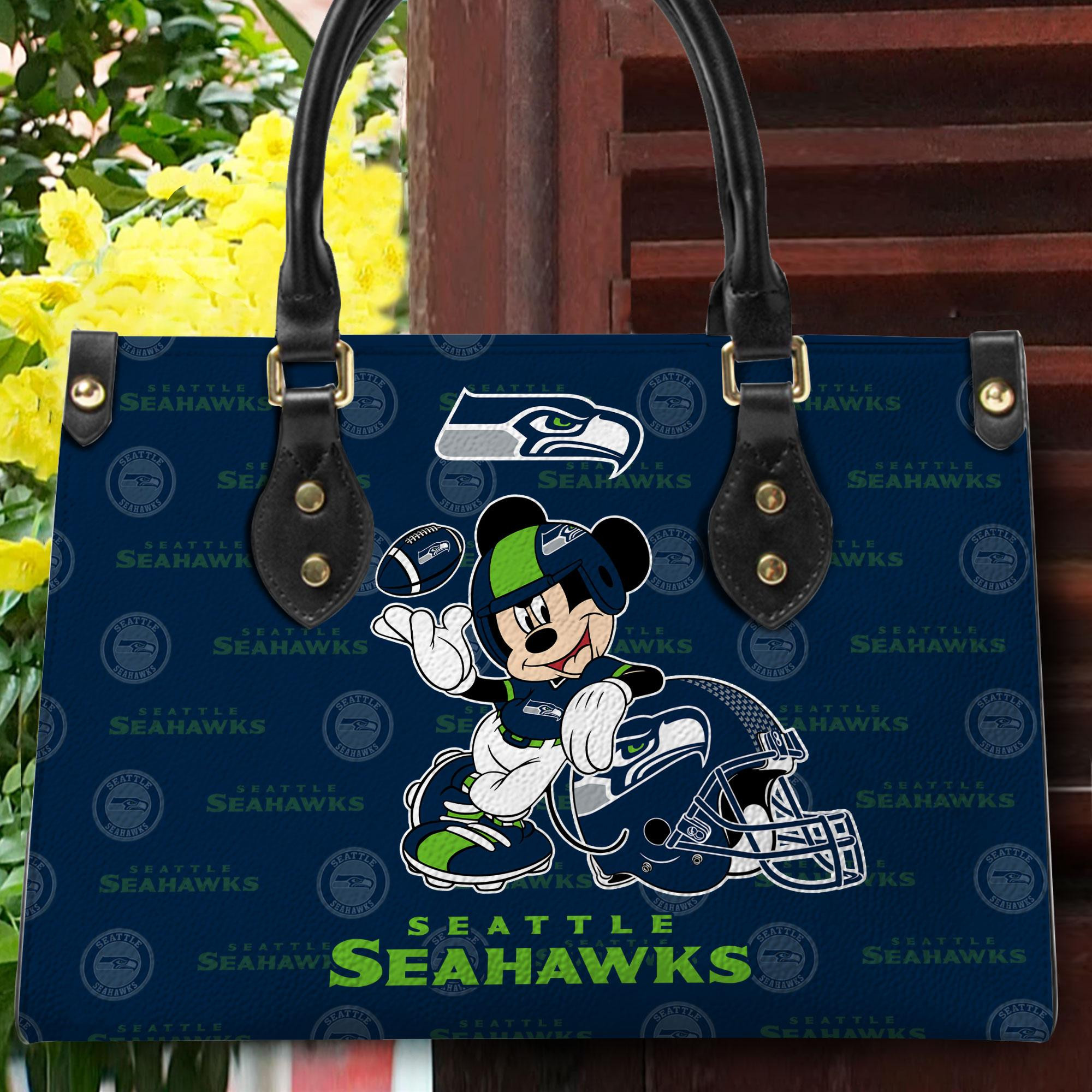Seattle Seahawks Personalized Leather Hand Bag PBJ67Q2
