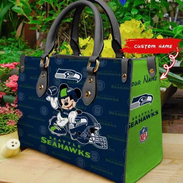 Seattle Seahawks Personalized Leather Hand Bag PBJ67Q2